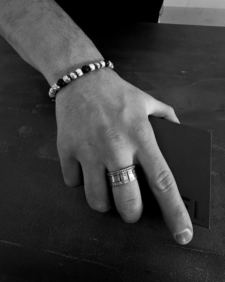 Srebrna bransoletka CUBE. LAVA STONE 2