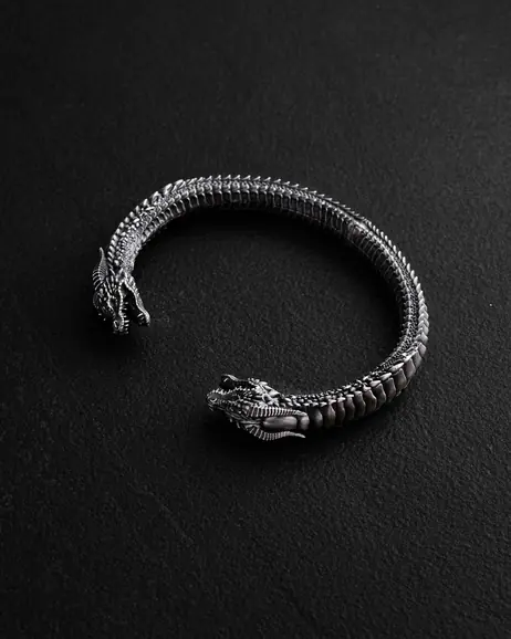Srebrna sztywna bransoletka KAMPF DER DRACHEN 4