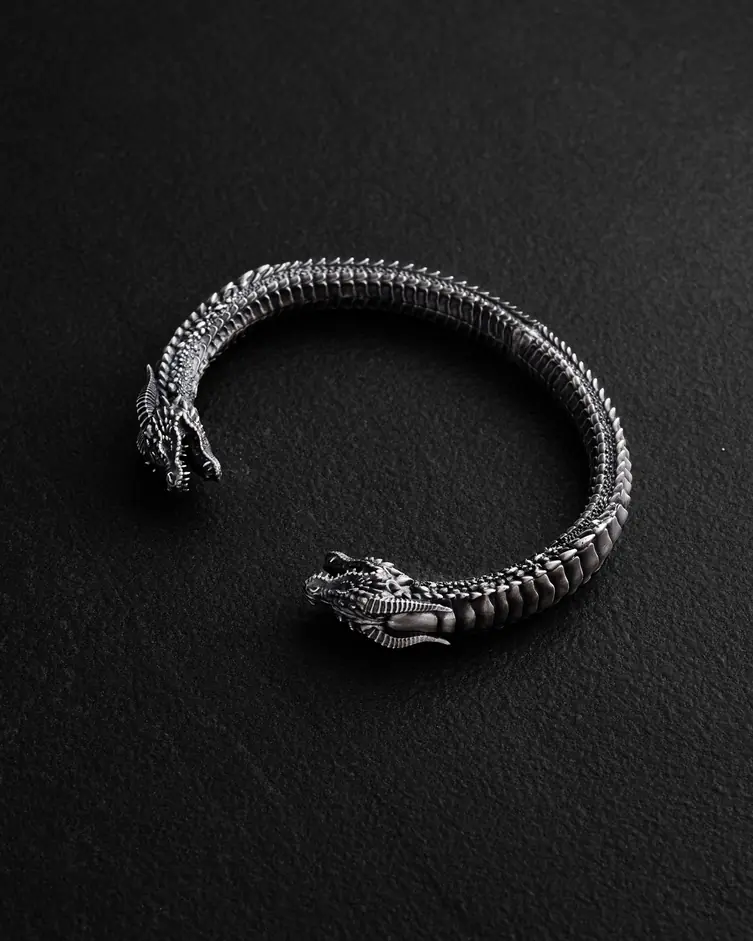 Srebrna sztywna bransoletka KAMPF DER DRACHEN 4