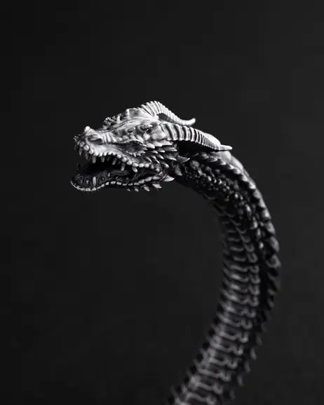 Srebrna sztywna bransoletka KAMPF DER DRACHEN 6
