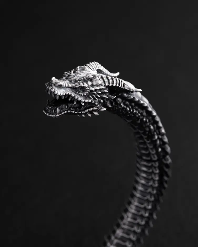 Srebrna sztywna bransoletka KAMPF DER DRACHEN 6