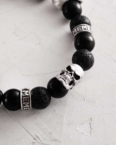 Męska bransoletka CZASZKA. KAMIEŃ LAWOWY 5