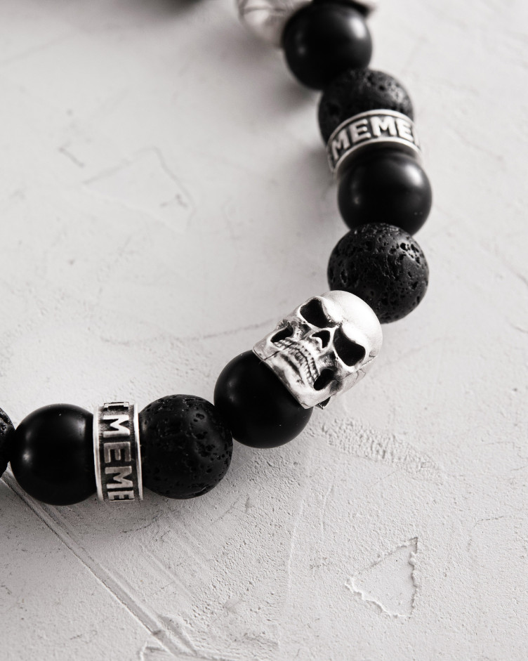 Męska bransoletka CZASZKA. KAMIEŃ LAWOWY 5