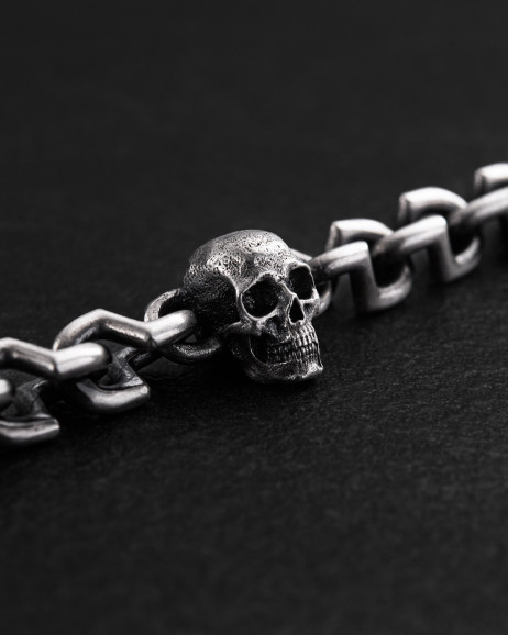 Srebrna bransoletka SKULL 2