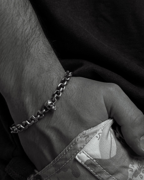 Srebrna bransoletka SKULL 4