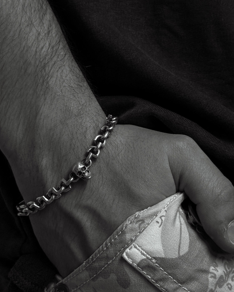 Srebrna bransoletka SKULL 4