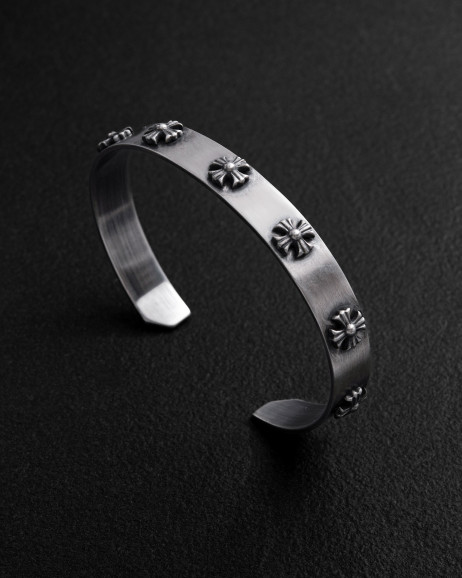 Srebrna sztywna bransoletka CROIX DES TEMPLIERS