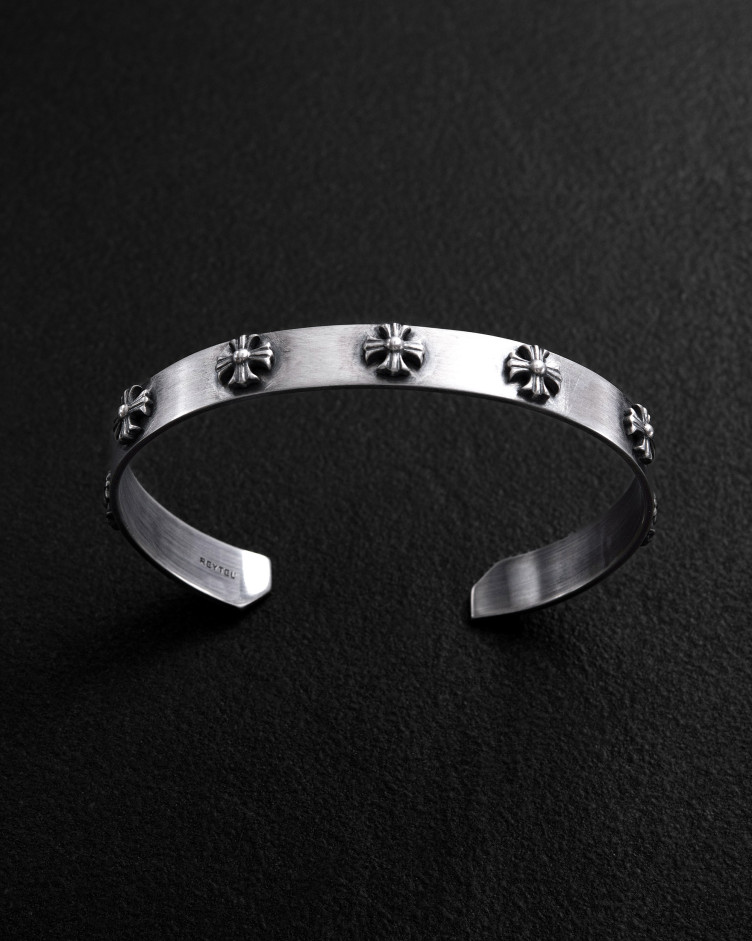 Srebrna sztywna bransoletka CROIX DES TEMPLIERS 3