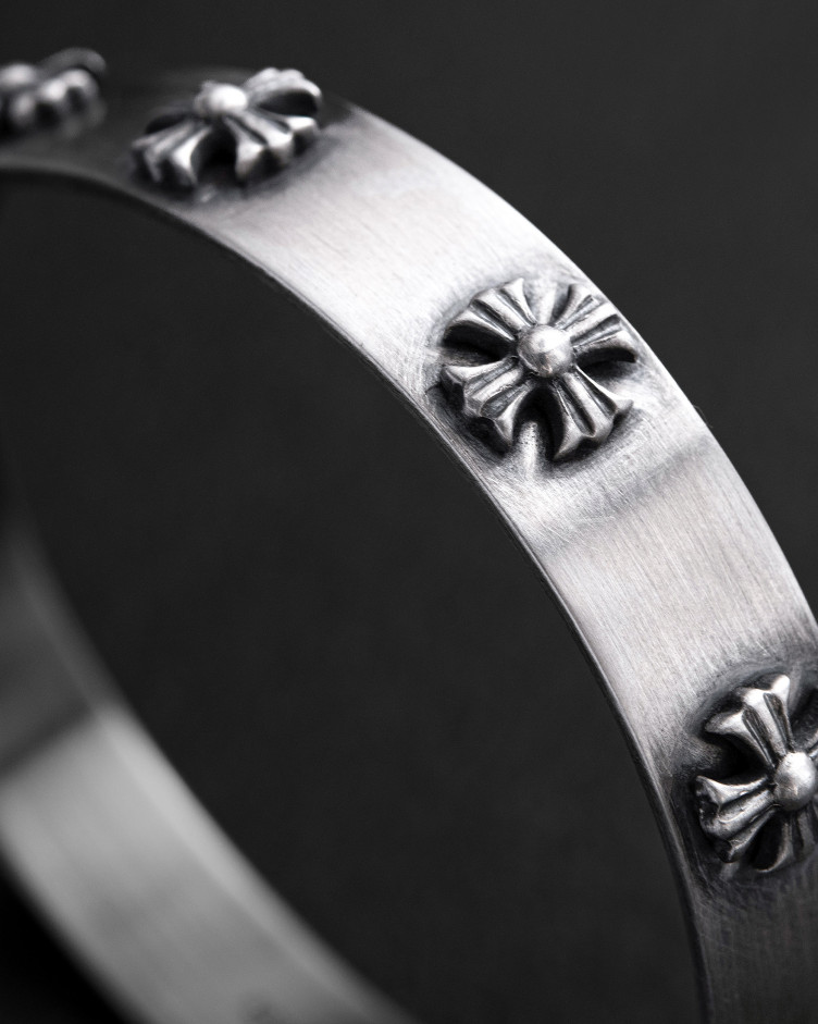 Srebrna sztywna bransoletka CROIX DES TEMPLIERS 2