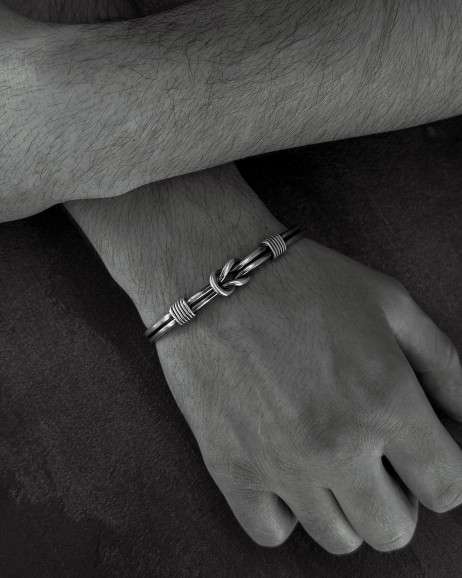 Srebrna sztywna bransoletka NODUS 2