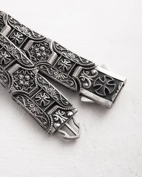 Srebrna bransoletka TEMPLAR CROSS 6