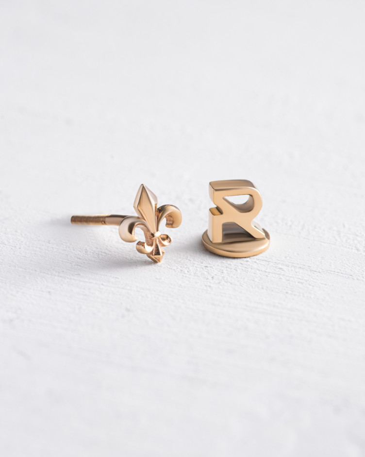 Pojedynczy kolczyk FLEUR DE LIS (żółte złoto) 4