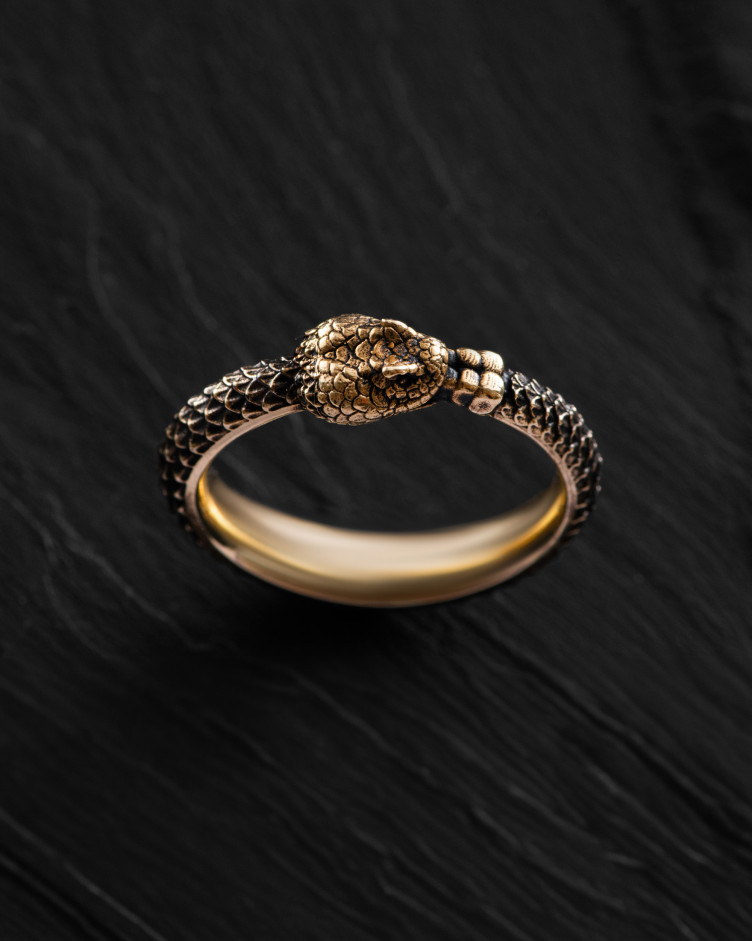 Pierścień OUROBOROS (żółte złoto) 2