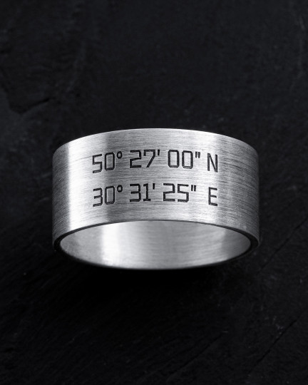Srebrny pierścień COORDINATES (indywidualne grawerowanie)