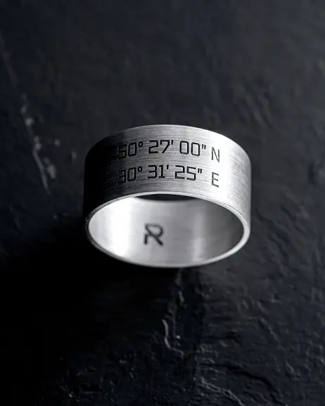 Srebrny pierścień COORDINATES (indywidualne grawerowanie) 8