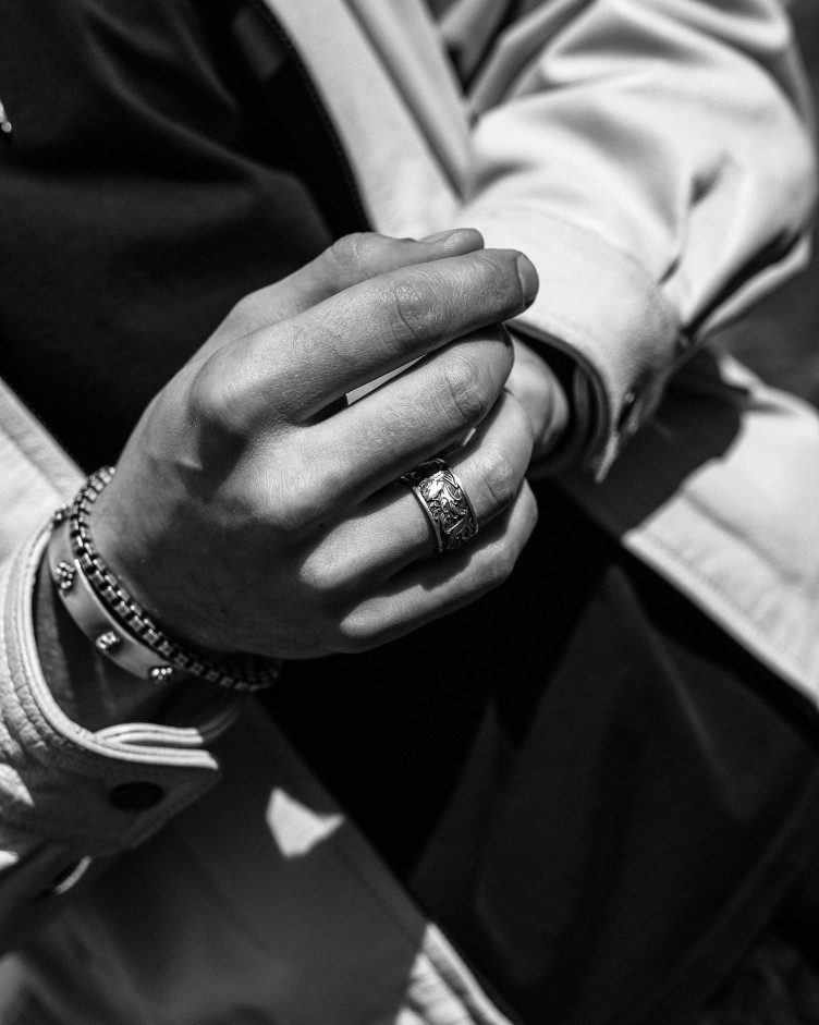 Srebrny pierścień JAPOŃSKIE KARPIE KOI I FALE 13