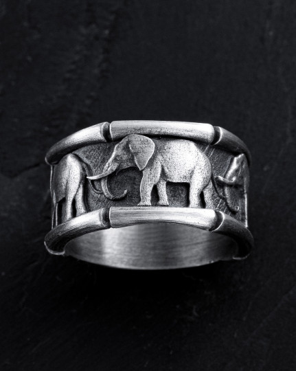 Srebrny pierścień ELEPHANT'S WISDOM