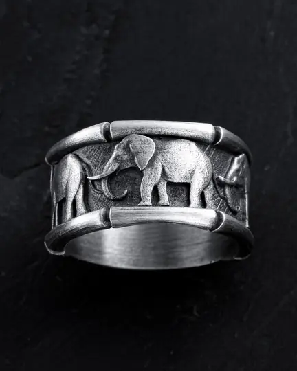 Srebrny pierścień ELEPHANT'S WISDOM