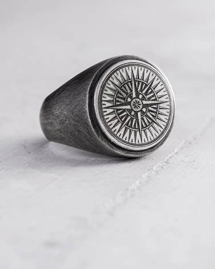 Srebrny pierścień COMPASS ROSE 6