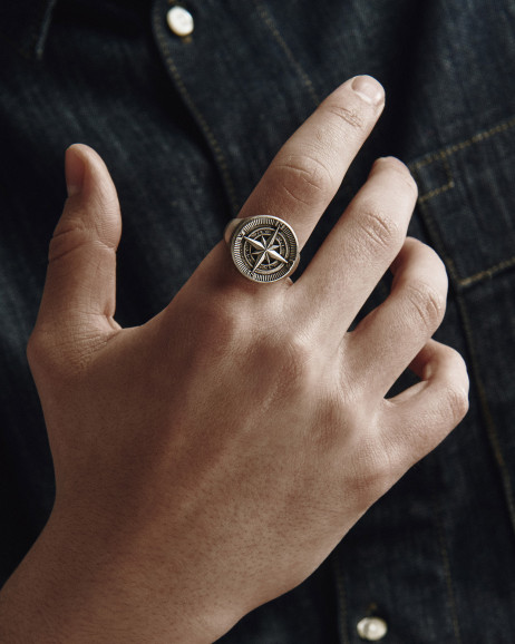Srebrny pierścień COMPASS. POLAR STAR 6