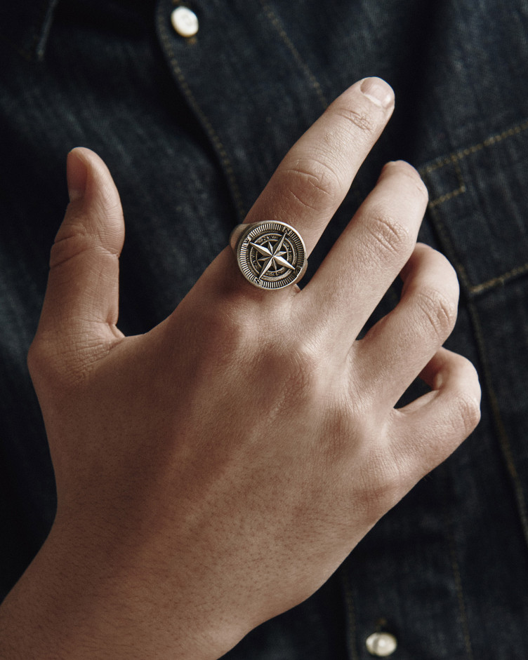 Srebrny pierścień COMPASS. POLAR STAR 6