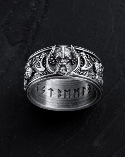 Srebrny pierścień VIKINGENES FORFEDRE. RUNES