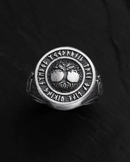 Srebrny pierścień YGGDRASIL TREE OF LIFE VIKING