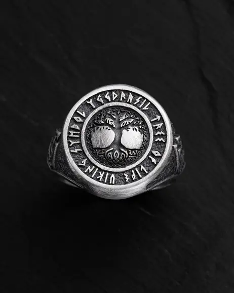 Srebrny pierścień YGGDRASIL TREE OF LIFE VIKING