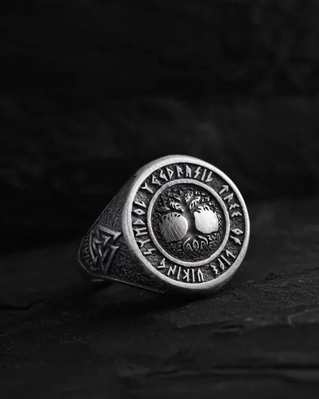 Srebrny pierścień YGGDRASIL TREE OF LIFE VIKING 6
