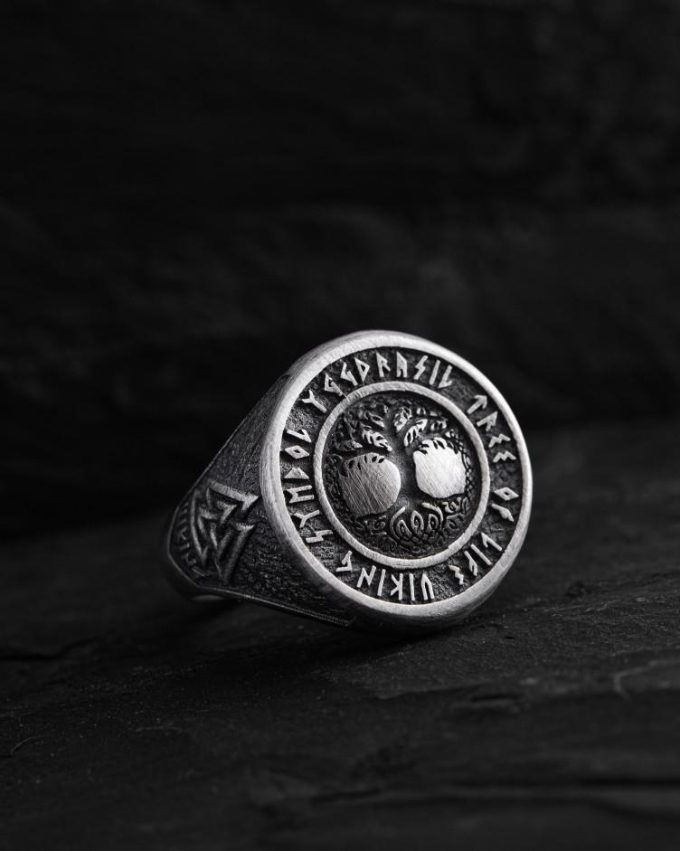 Srebrny pierścień YGGDRASIL TREE OF LIFE VIKING 5