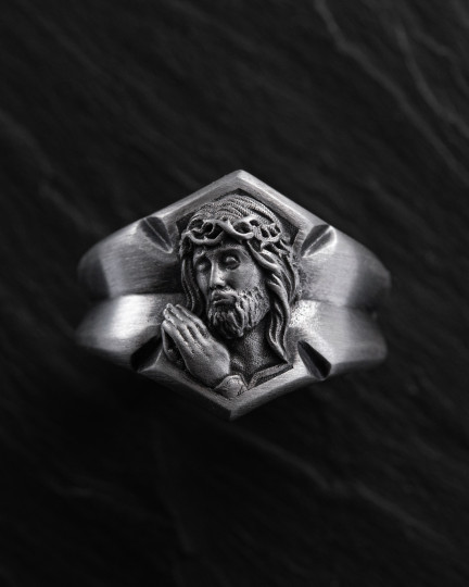 Srebrny pierścień SAVIOR CHRIST JESUS
