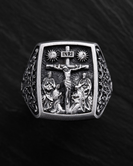 Srebrny pierścień CRUCIFIXION OF JESUS ​​CHRIST