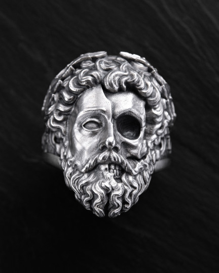 Srebrny pierścień ZEUS. MEMENTO MORI