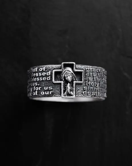 Srebrny pierścień PRAYER TO HAIL MARY 4