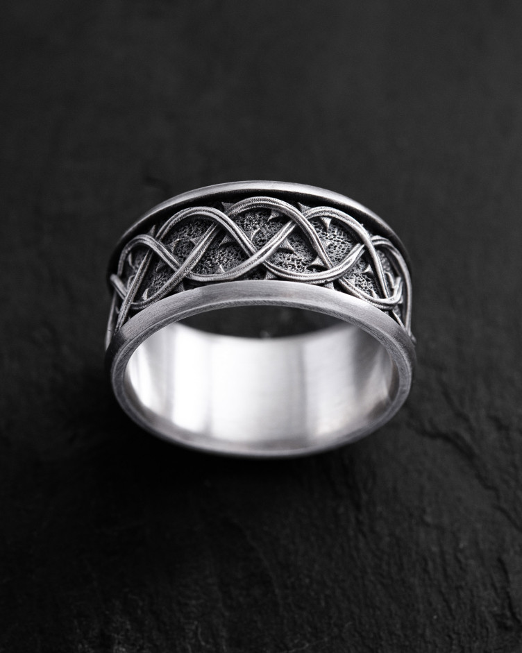 Srebrny pierścień THORN CROWN 3