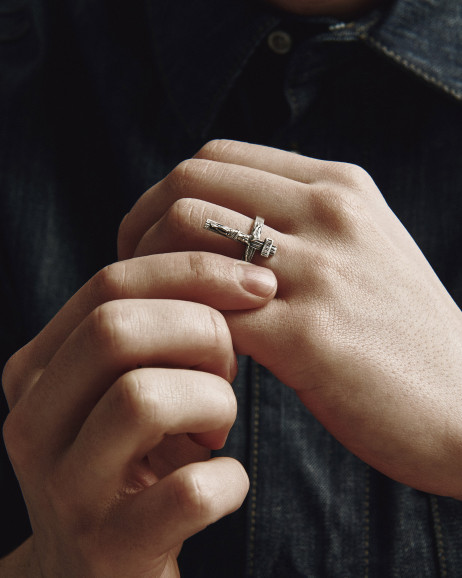 Srebrny pierścień JESUS CRUCIFIX INRI 2