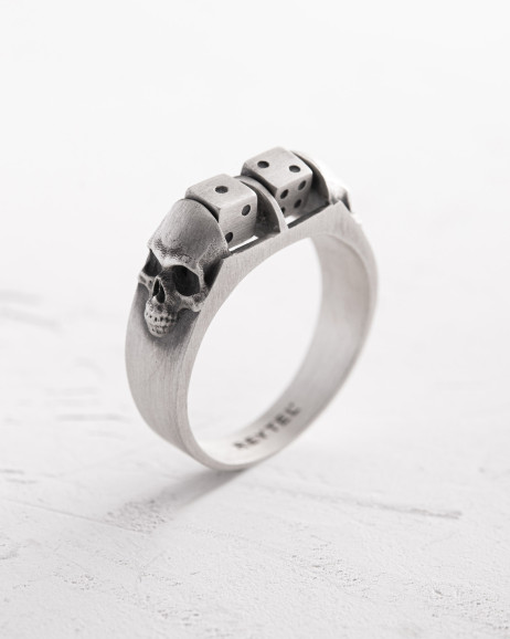 Srebrny pierścień ALEA IACTA EST