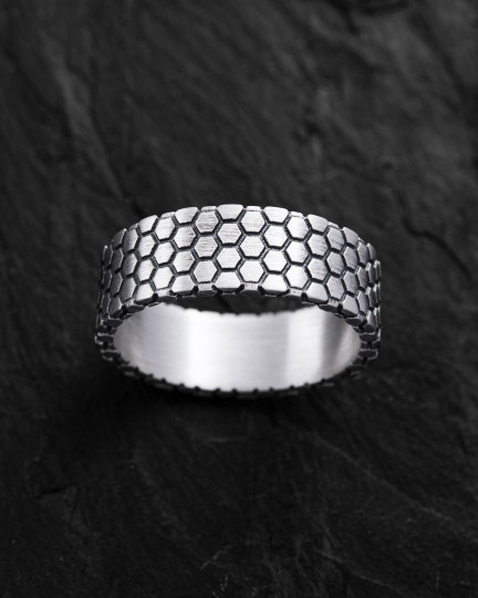 Srebrny pierścień HONEYCOMB