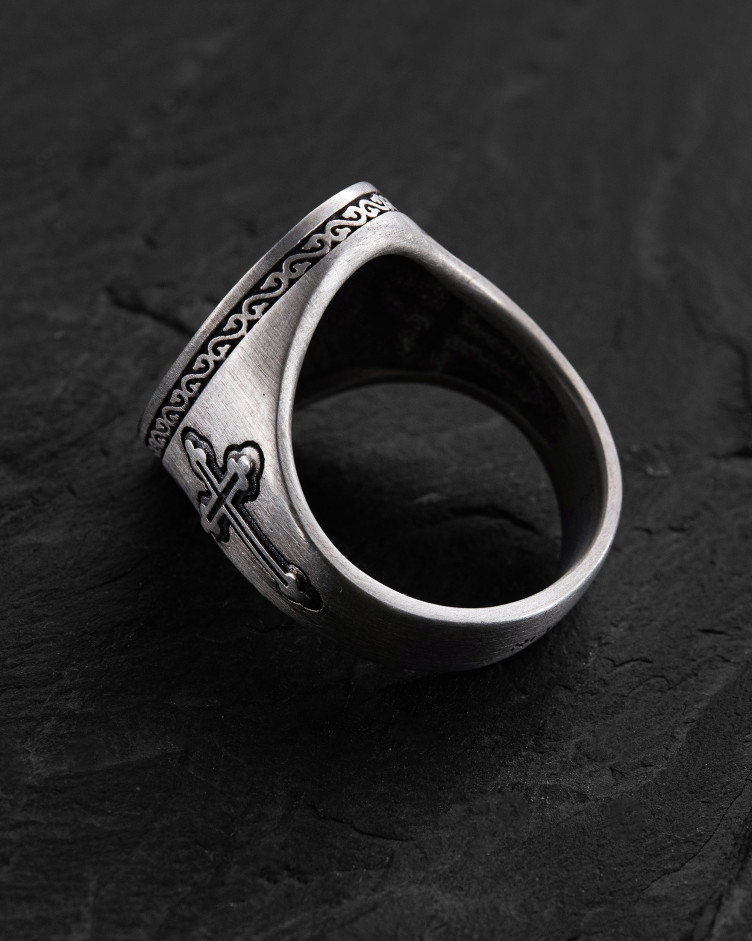 Srebrny pierścień SAINT MICHAEL PROTECT US 3