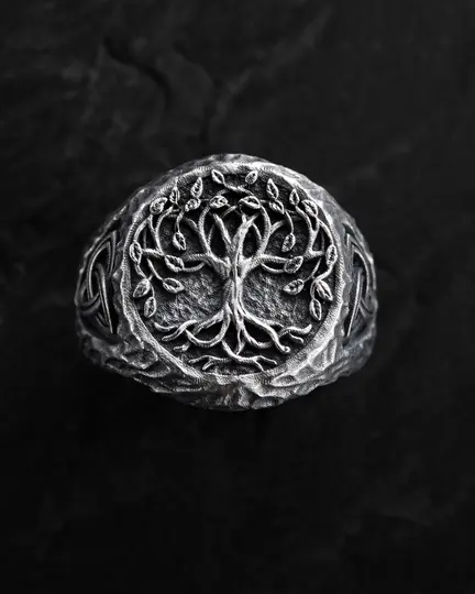 Srebrny pierścień YGGDRASIL – DRZEWO ŻYCIA