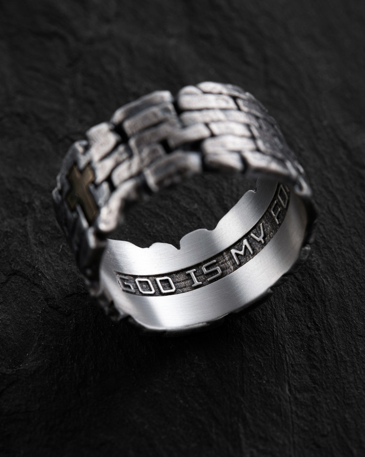 Silver ring GOD IS MY FORTRESS 2