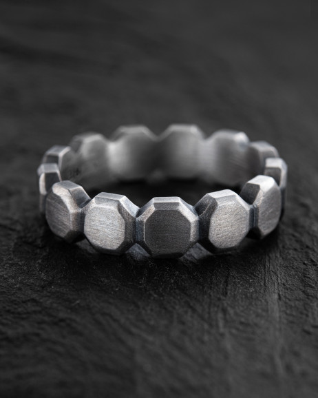 Silver ring OCTAGON 3