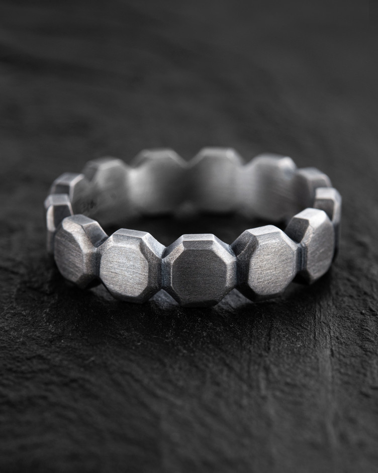 Silver ring OCTAGON 3