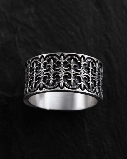 Srebrny pierścień GOTHIC FLEUR DE LIS