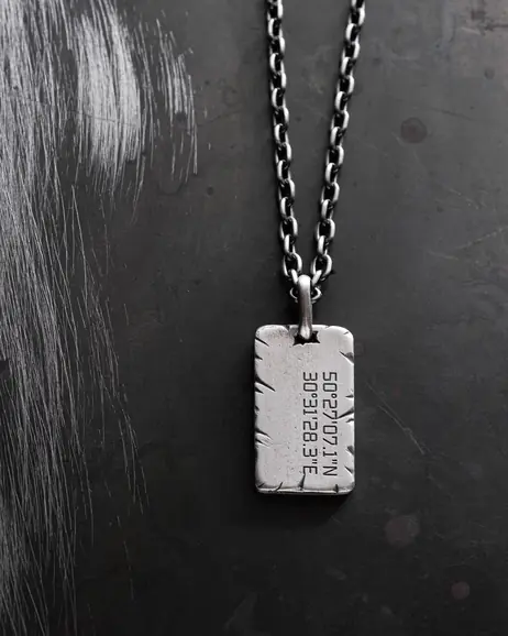 Srebrny medalion STONE - COORDINATES (indywidualne grawerowanie)
