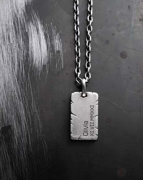 Srebrny medalion STONE - YOUR TEXT (indywidualne grawerowanie)