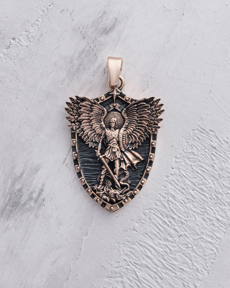 Wisiorek - tarcza ST. MICHAEL ARCHANGEL (czerwone złoto)