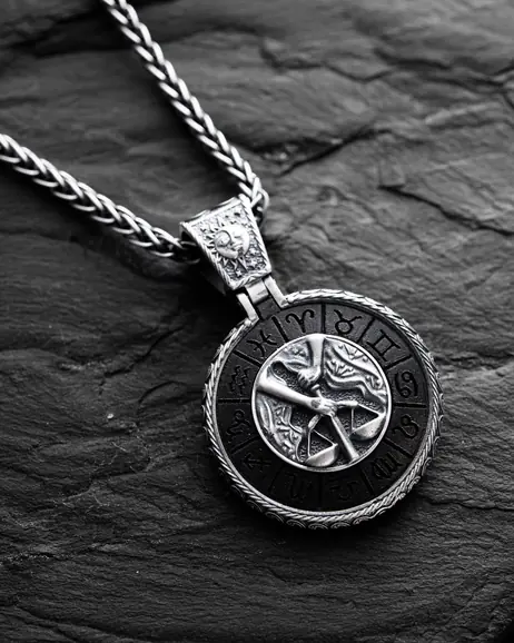 Srebrny wisiorek Znak zodiaku - WAGA z hebanem 4