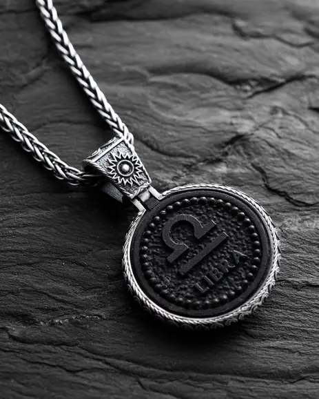 Srebrny wisiorek Znak zodiaku - WAGA z hebanem 6