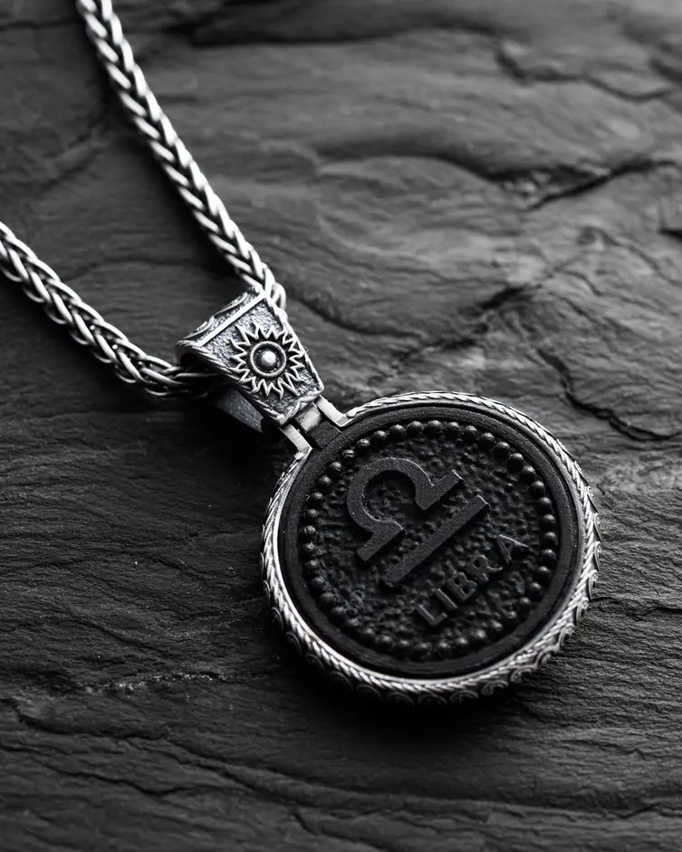 Srebrny wisiorek Znak zodiaku - WAGA z hebanem 6